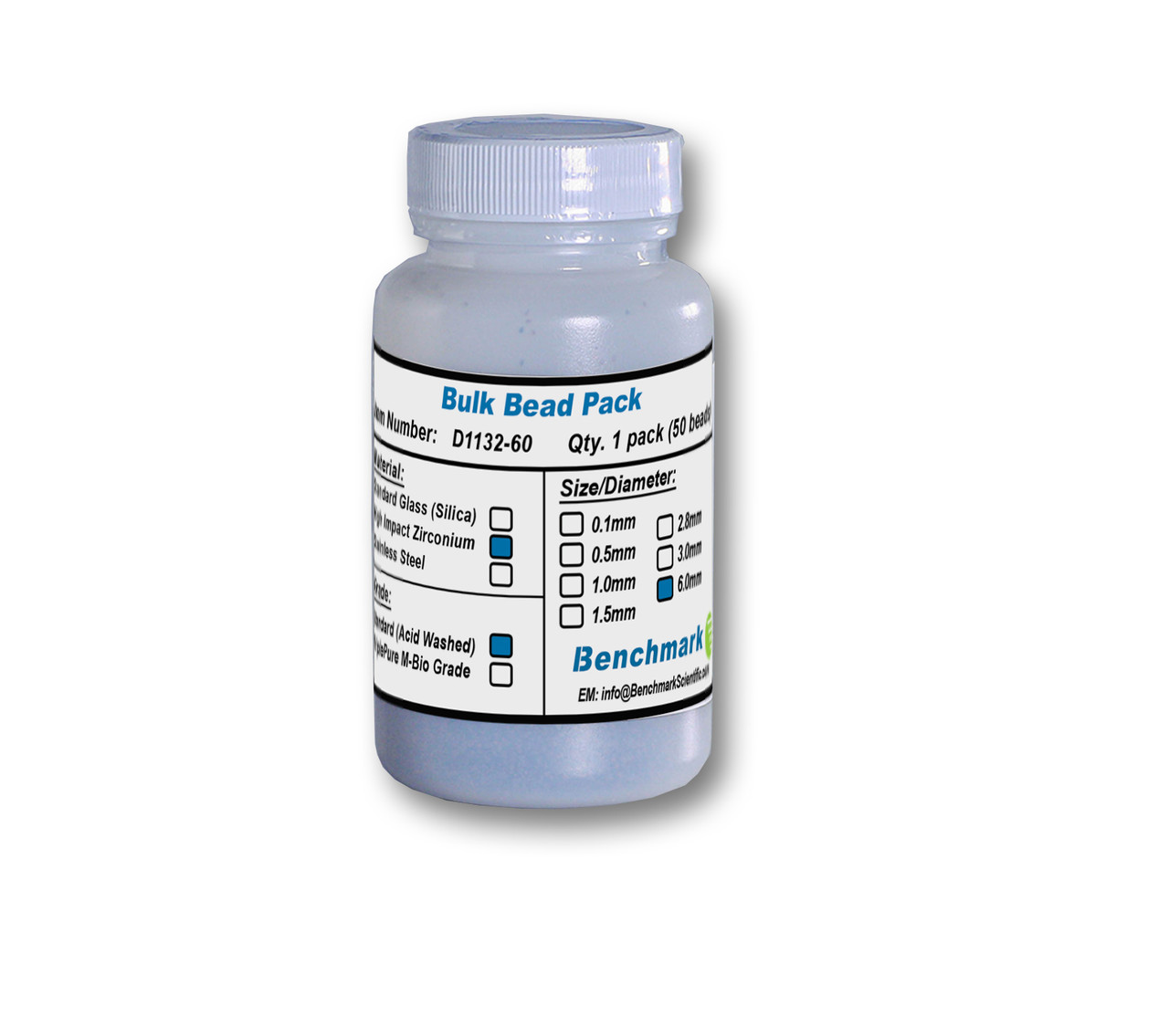 Bulk Beads, 6 mm Zirconium Oxide, Ceria Stabilized, 50/pk