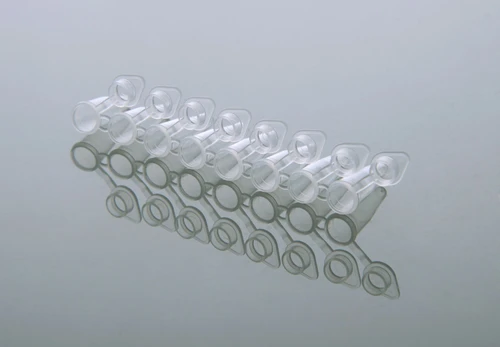 NEST 404001 0.2 mL PCR 8-Strip Tubes, With Attached Flat Caps, Clear, Non-Sterile, Case of 1200 (10 Packs x 120)