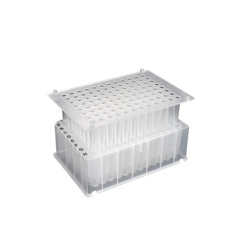 Deep Well Plate and Tip Comb Combo pack, 96 Square Well, 2.2ml, 44.2mm height, V-bottom, for Kingfisher, Black Alphanumeric Printing, PP, Tip combs packed inside plates, Sterile, 10 bags of 5 sets, 50/cs