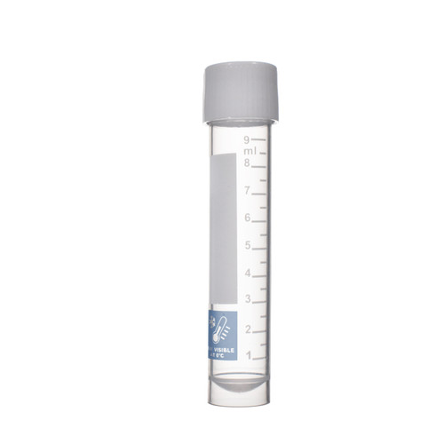 Transport Tube, with FreezeTech™ Temperature Indicator (turns blue at 0 degrees C), 10mL, attached screw-cap, printed graduations, sterile, 5 bags of 100 tubes and caps, 500/cs