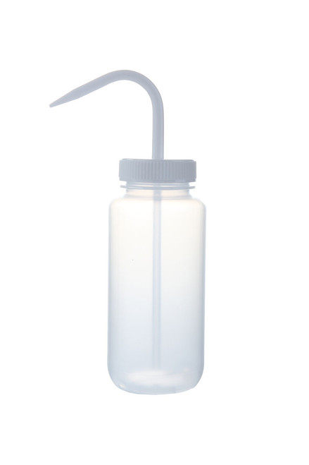 Wash Bottles Color Coded Wide Mouth, 500mL, Clear/White
