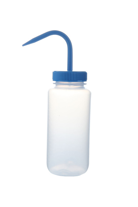 Wash Bottles Color Coded Wide Mouth, 500mL, Clear/Blue