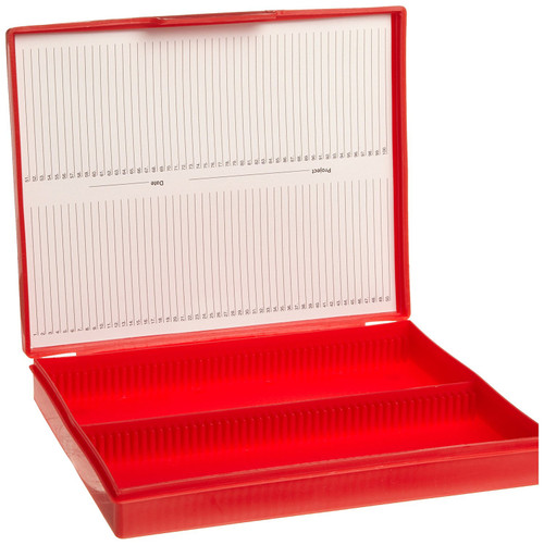 Microscope Slide Box, 100-Place, Red