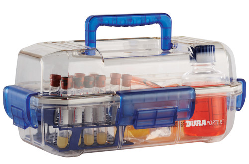 DuraPorter® Sample or Specimen Transport Container, Clear/Blue
