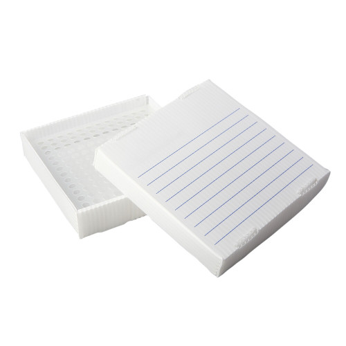Corrugated Polypropylene Cryogenic Freezer Box, 0.5mL, 81-Place, White