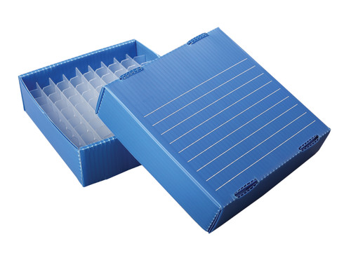 Corrugated Polypropylene Cryogenic Freezer Box, 1.5/2mL, 81-Place, Blue