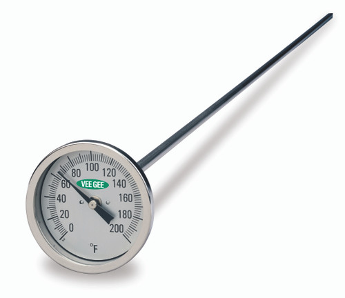 Thermometer, Dial, 0° to 200°F, 3 in Diam. , 48 in