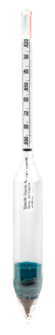 Specific Gravity Hydrometer, 0.820 to 0.890, 0.001 subdivisions, 165 mm