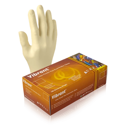 Aurelia Vibrant 98225 Latex Exam Gloves, Size X-Small, Case of 1,000 (10 Boxes x 100)