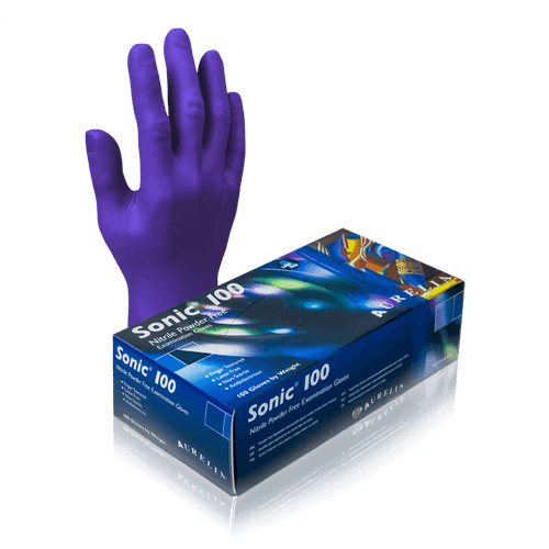 Aurelia Sonic 100 9377B9 Nitrile Exam Gloves, Size X-Large, Case of 1,000 (10 Boxes x 100)