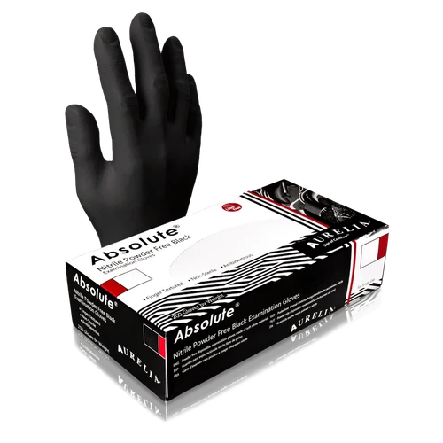 Supermax Aurelia® Absolute™ Black Nitrile Exam Gloves, XS | Honeycomb Textured, High Contrast Satin Black, Powder-Free | Chemo-Rated & Fentanyl Resistant | 200/Box | Cat # 98995