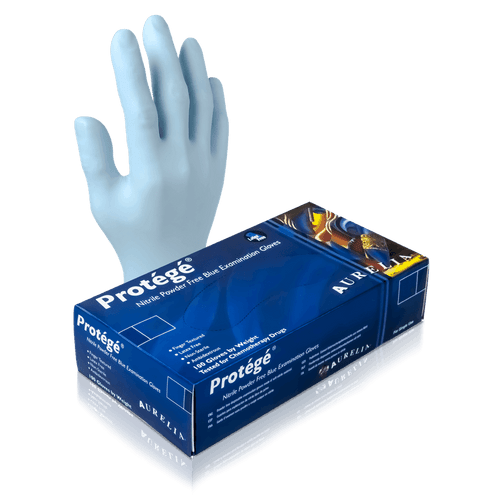 SuperMax Aurelia Protégé 93995 sky blue stretch nitrile powder-free examination gloves X-Small 4 mil latex-feel 100 per box