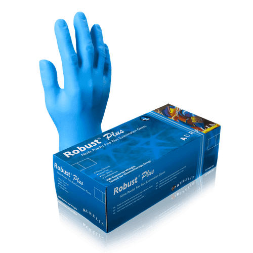 Aurelia Robust Plus 63886 Extended Cuff Nitrile Exam Gloves, Size Small, Case of 1,000 (10 Boxes x 100)