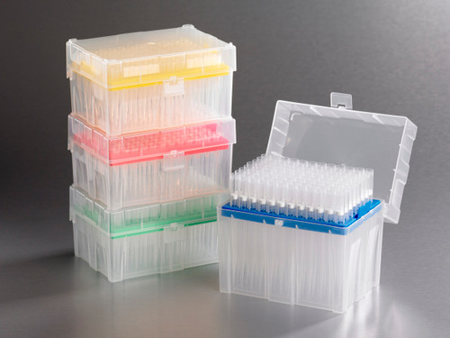 Axygen MRF-200NX-R-S 200µL NX filtered sterile MultiRack pipette tips hinged rack 4800 per case yellow deck universal fit