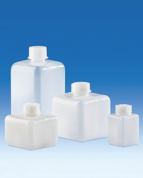BRAND 92089 Narrow-mouth bottles, PE-HD, square, 500 ml