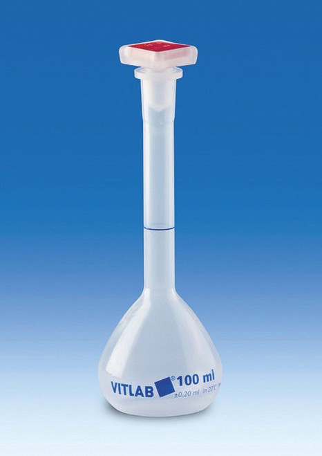 BRAND 673941 Volumetric flasks, PP, Class B with NS stoppers, PP, 100 ml
