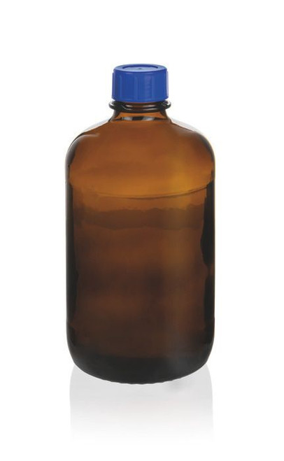 BRAND 704010 Threaded bottle, soda-lime glass, amber, ethylene-acrylate coated, 2,500 ml