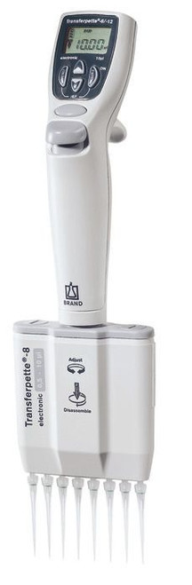 BRAND 705419 Transferpette-8 electronic 8-Channel Electronic Pipette, 0.5 - 10 µl, USA/Japan (100-240 V / 50-60 Hz)