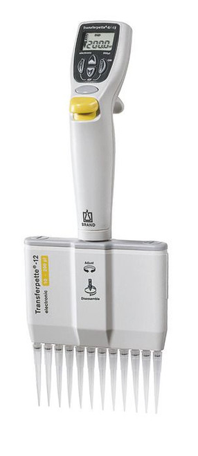 BRAND 705474 Transferpette-12 electronic 12-Channel Electronic Pipette, 10 - 200 µl, USA/Japan (100-240 V / 50-60 Hz)