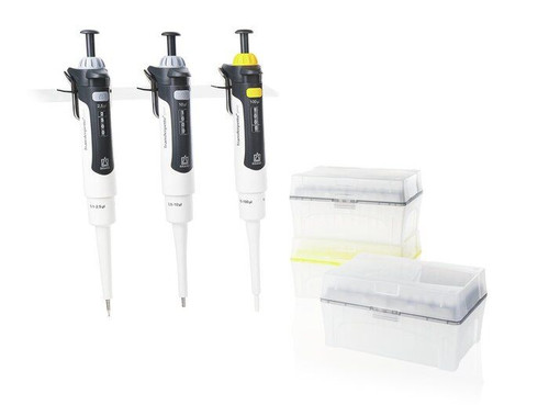 BRAND 706890 Transferpette pro Adjustable Pipette Set, Starter-kit Micro, 3 pipettes: D-2,5 (0,1-2,5µl), D-10