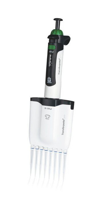 BRAND 706912 Transferpette pro-8 8-Channel Pipette, Adjustable, 30 - 300 µl