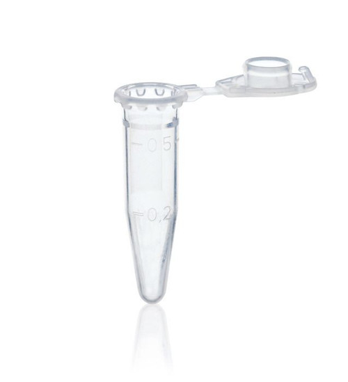 BRAND 780536 Microcentrifuge tubes, PP, 0.5 ml, with attached cap, transparent