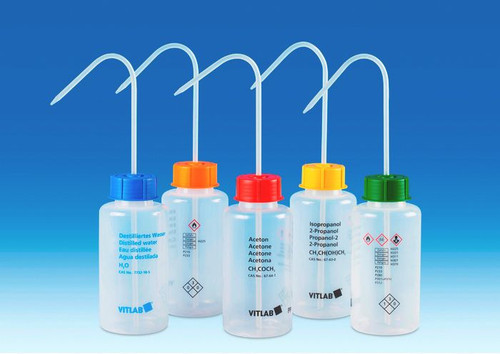 VITLAB 1452829 VITsafe safety wash bottles, wide-mouth