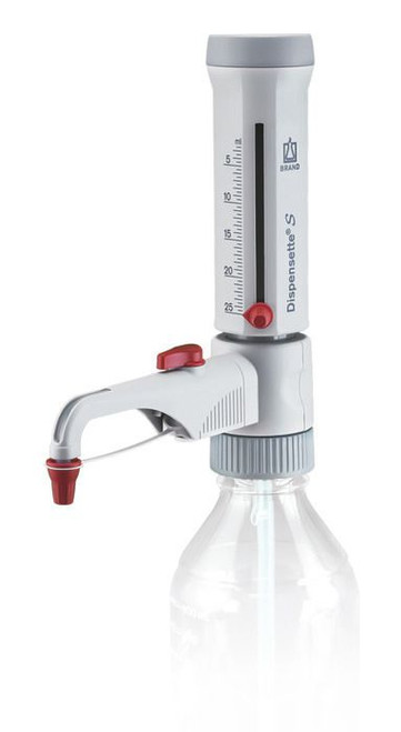 BRAND 4600151 Dispensette S Bottle-Top Dispenser, Analog-Adjustable, 2.5 ml - 25 ml, with recirculation valve