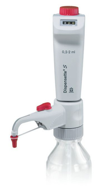 BRAND 4600321 Dispensette S Bottle-Top Dispenser, Digital, 0.2 ml - 2 ml, with recirculation valve