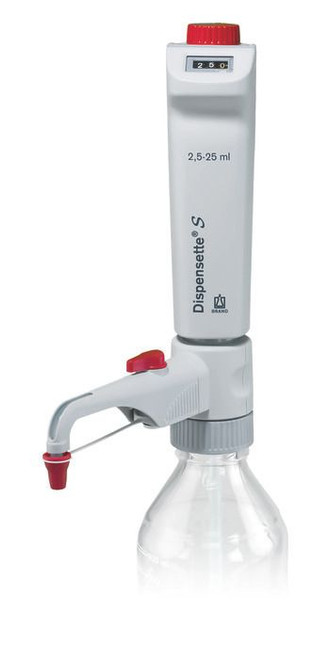 BRAND 4600351 Dispensette S Bottle-Top Dispenser, Digital, 2.5 ml - 25 ml, with recirculation valve
