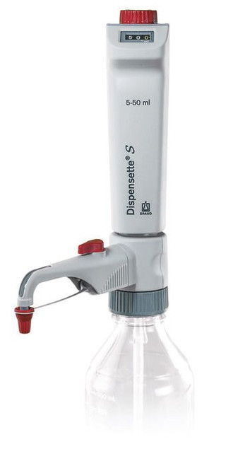 BRAND 4600361 Dispensette S Bottle-Top Dispenser, Digital, 5 ml - 50 ml, with recirculation valve