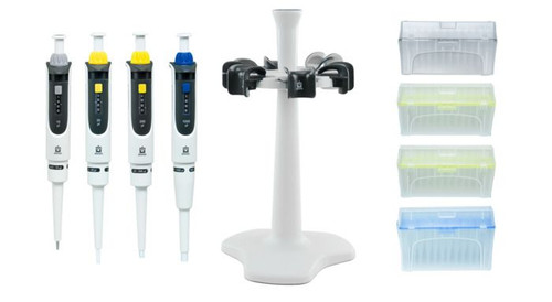 BRAND TFPS4B30 Transferpette S Adjustable Pipette Set, Promotional bundle 3, 4 pipettes: D-10 (0,5-10µl), D-20