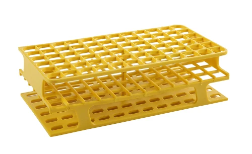 Heathrow Scientific 120205 OneRack Tube Rack Full POM 13mm 72-Place, Yellow, Case of 8