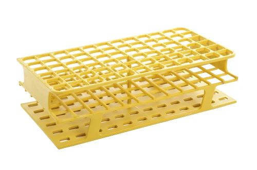 Heathrow Scientific 120206 OneRack Tube Rack Full POM 16mm 72-Place, Yellow, Case of 8