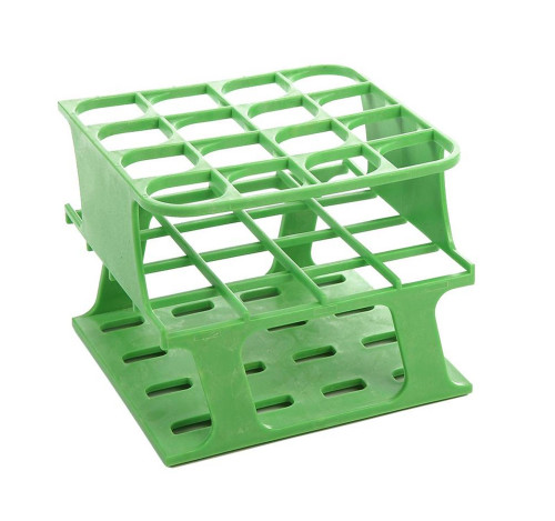 Heathrow Scientific HS27504C OneRack Tube Rack Half POM 25mm 16-Place, Green, Case of 8