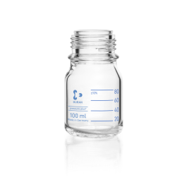 DURAN 218102406 pressure plus+ GL 45 Laboratory Bottle, clear, without screw cap and pouring ring, 100 mL, Case of 10