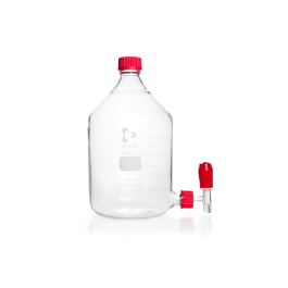 DURAN 247037309 Aspirator (levelling) Bottle, with GL 45 screw cap (PBT, red) and GL 32 bottom stopcock (glass, PTFE)