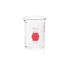 Kimble 14000R-100 KIMAX Colorware Beaker, low form, with spout, Red, 100 mL, Case of 12
