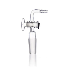 Kimble 185000-2440 KONTES Right Angle Flow Control Inlet Adapter, With Glass Stopcock and Inner Joint, 24/40 mm