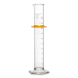 Kimble 20024-500 KIMAX Graduated Cylinder, Class B, with White Single Metric Scale and Bumper, 500mL, Case of 8