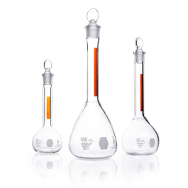 Kimble 28013-25 KIMAX Volumetric Flask, Class A, with Red Stripe and Pennyhead Glass, 25 mL, Case of 12