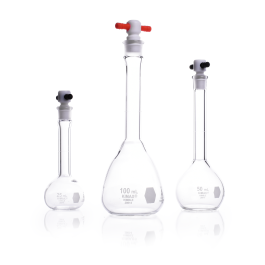 Kimble 28014F-100 KIMAX Volumetric Flask, Color Coded PTFE Stopper, 100 mL, Case of 12