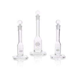 Kimble 28017A-1 KIMAX Serialized and Certified Volumetric Flask, Class A, with Pennyhead Glass Stopper and Wide Base, 1