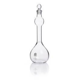 Kimble 623020-0400 KONTES Volumetric Flask, Class A, with Mixing Bulb and Pennyhead Glass Stopper, Wide Mouth and Heavy 