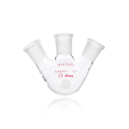 Kimble 295550-0025 KONTES Angled Three Neck Round Bottom Flask, 14/20, 14/20, 14C 14S, 250 mL