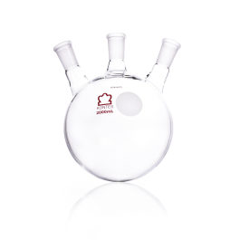 Kimble 606020-1824 KONTES Angled Three Neck Round Bottom Flask, 29/42, 24/40, 2000 mL