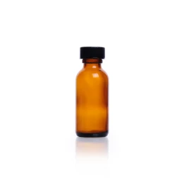 Kimble 5121628V-26 Amber Glass Boston Round Bottles, PTFE-Faced LDPE Foam, 500 mL, Case of 12