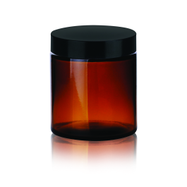 Kimble 5420458V-21 Amber Glass Straight-Sided Jars, Convenience Packs (Caps Attached), with Pulp / Vinyl liner, 125 mL