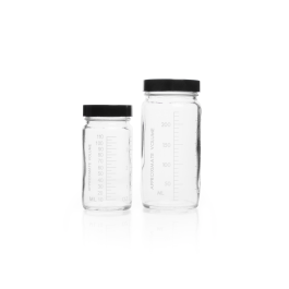 Kimble 5810238C-26 Clear Glass AC Medium Round Bottles, Corrugated Cartons With Divider Cells, Caps Bagged, 60 mL