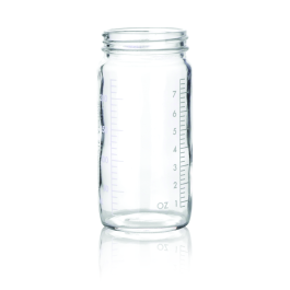 Kimble 5810858B Clear Glass AC Medium Round Bottles, Corrugated Cartons With Divider Cells, Without Caps, 250 mL, Case